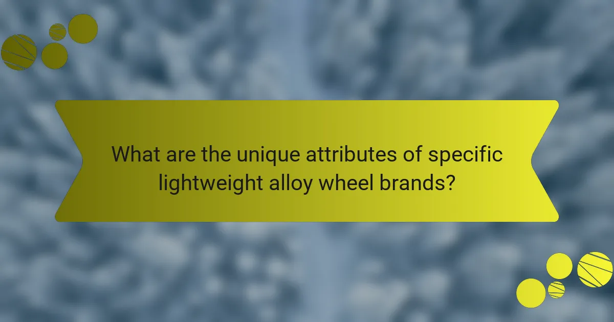 What are the unique attributes of specific lightweight alloy wheel brands?
