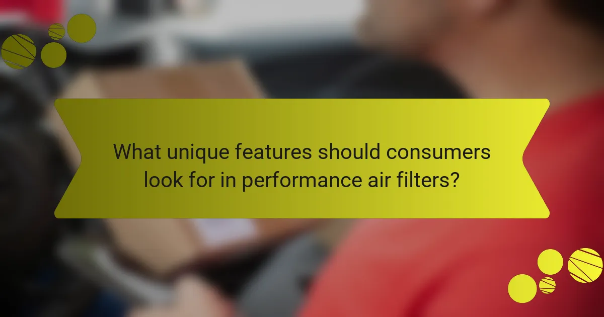 What unique features should consumers look for in performance air filters?